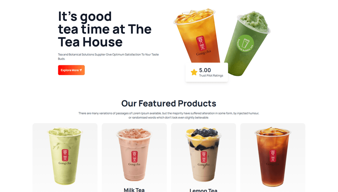 Tea House Landing Page Design